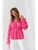 Bluza spaniola cu volane, roz 560 - Magazin online - Boutique